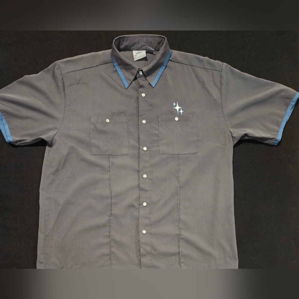 Select ODO Vintage Pearl Snap Short Sleeve Mens Button-Up  Bowling‎ shirt XL